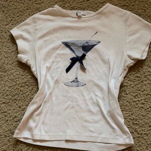 Stylish White Tee with Martini Graphic